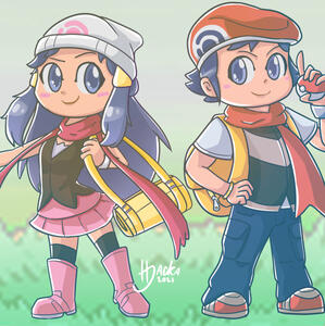 Pokemon Trainers - Lucas and Dawn - Illustration